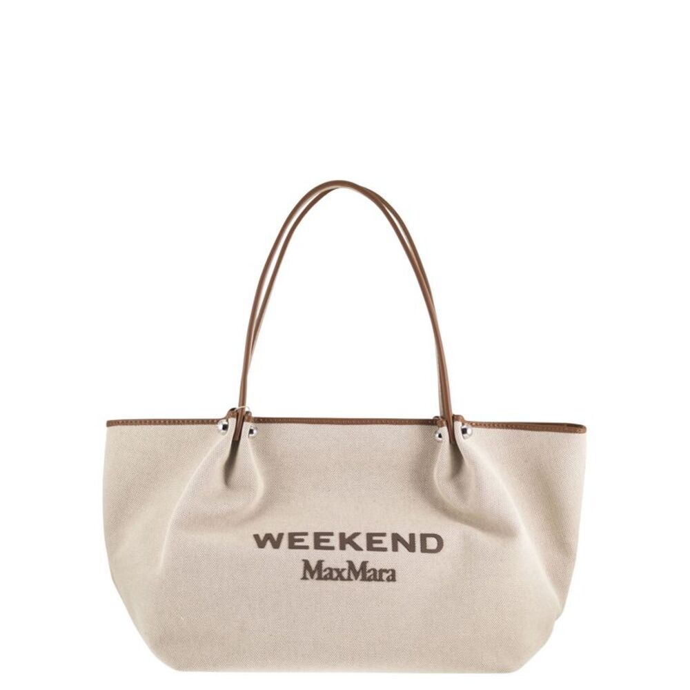 Weekend Maxmara Women Wkagetto - Canvas Shopper Bag With Leather Trims